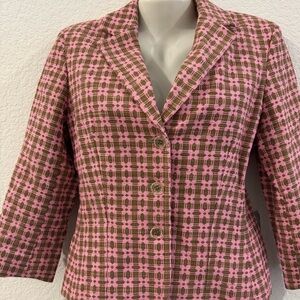 Express Pink Brown Geometric Woven Blazer Jacket – Women’s Size 8 NWOT